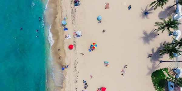 overhead image of a beach